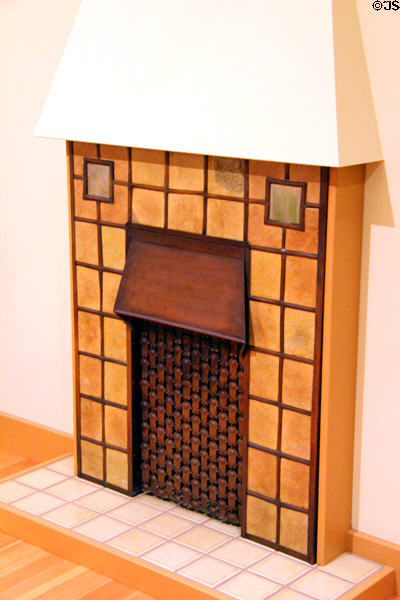 Fireplace front (1915) by Margery Wheelock as displayed in idealized Artist's Studio at Panama-Pacific International Exposition at Oakland Museum of California. Oakland, CA.