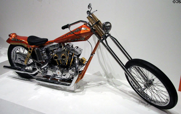 Harley Davidson motorcycle (1972 customized 1984) by Arlen Ness at Oakland Museum of California. Oakland, CA.