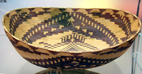 Maidu native basket bowl (before 1932) at Oakland Museum of California. Oakland, CA.