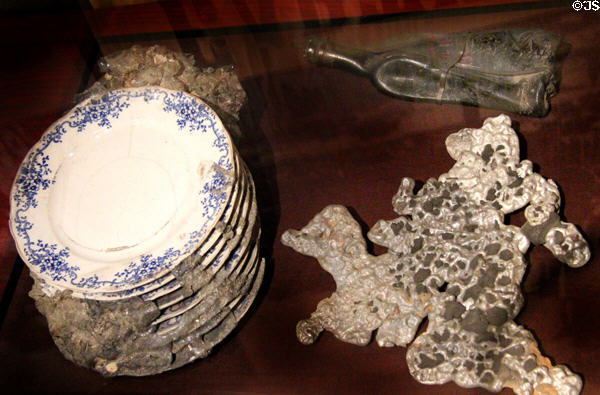 Melted objects recovered from San Francisco earthquake of 1906 at Oakland Museum of California. Oakland, CA.