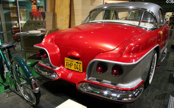 Custom car (1956) made from 1951 Ford Victoria Hardtop by Joe Bailon at Oakland Museum of California. Oakland, CA.