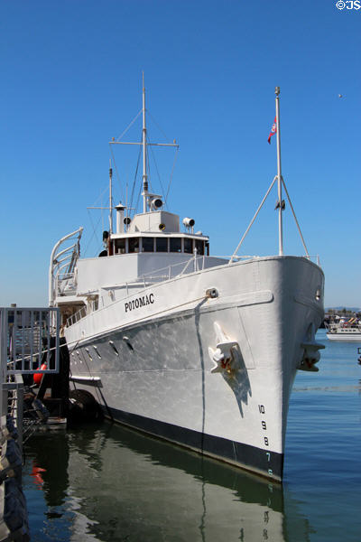 Coast Guard Cutter Electra (1934) later became Presidential Yacht USS Potomac (1936-1945), disco of Elvis Presley, drug runner, & museum ship. Oakland, CA.