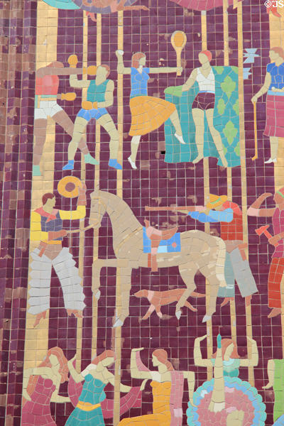 Mural detail with film cowboy on Paramount Theatre. Oakland, CA.