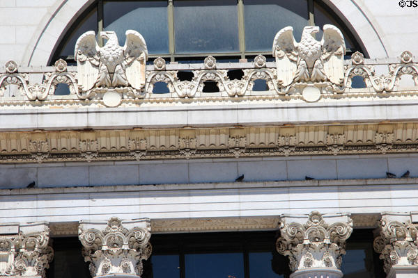 Decorative eagles on Oakland City Hall. Oakland, CA.