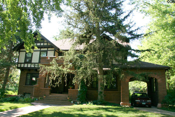 Eastman House (1913) (604 Mapleton Ave.) in Mapleton Hill Heritage Neighborhood. Boulder, CO. Style: Tudor. Architect: Arthur Saunders.