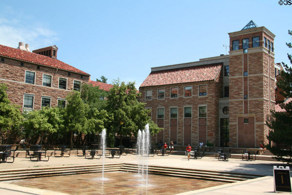 Cristol Chemistry & Biochemistry building & Fountain Court (1964) at University of Colorado. Boulder, CO. Architect: Anderson, Mason, Dale.