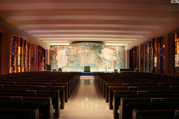 Lower-level Catholic chapel of USAF Academy Chapel. Colorado Springs, CO.