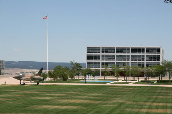 Library of USAF Academy beside Republic F-105D Thunderchief. Colorado Springs, CO.