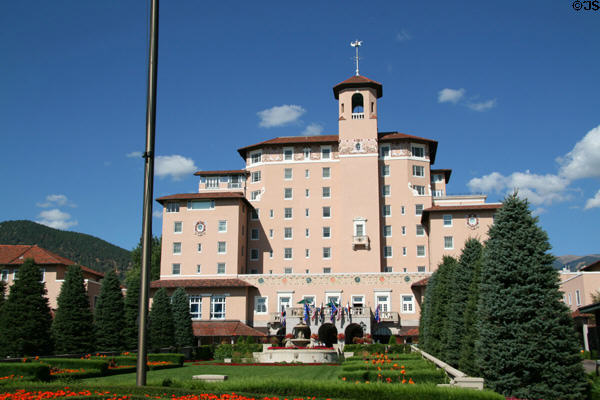 Broadmoor Hotel (1918) (9 floors) built by mining tycoon Spencer Penrose. Colorado Springs, CO. Architect: Warren & Wetmore. On National Register.
