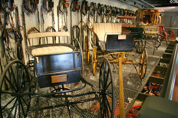 Runabout (c1895), Basket Phaeton (c1905), Village Cart (c1897) at El Pomar Carriage Museum. Colorado Springs, CO.