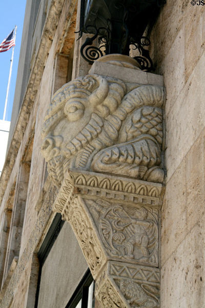 Marble carving of buffalo on Colorado Business Bank [aka Ideal Cement] building. Denver, CO.