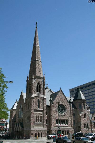 Trinity Methodist Church (1887) (1820 Broadway). Denver, CO. Style: Gothic Revival. Architect: Robert Roeschlaub. On National Register.