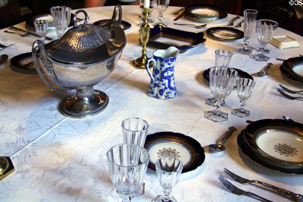Dining room table setting at Byers-Evans House. Denver, CO.