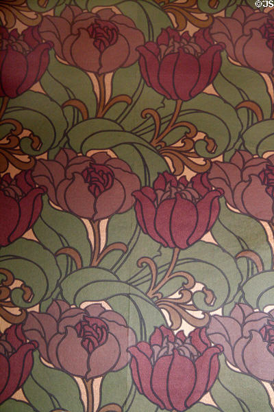 Water lily wallpaper in dining room Byers-Evans House. Denver, CO.
