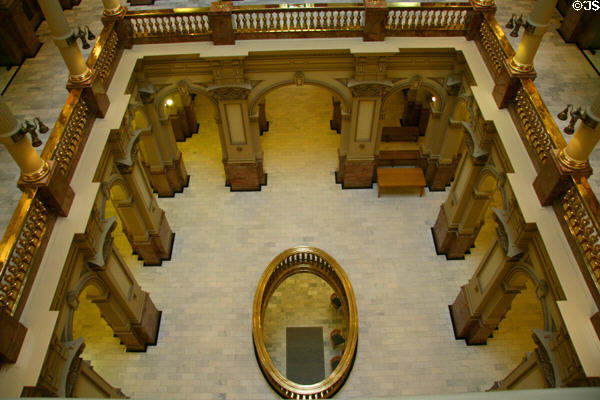 Looking down on galleries of Colorado State Capitol. Denver, CO.