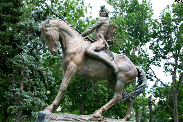 "On the War Trail" statue (1922) by Alexander Phimister Proctor in Civic Center Park. Denver, CO.