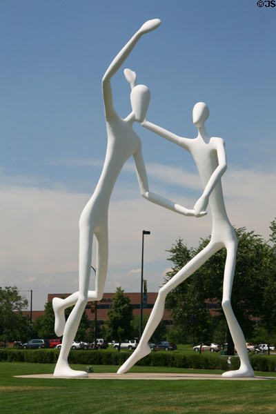 Sculpture of Dancers (2004) by Jonathan Borofsky at Denver Performing Arts Complex. Denver, CO.