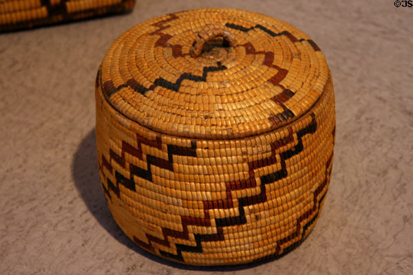 Lillooet covered sewing basket (1900) at Denver Art Museum. Denver, CO.