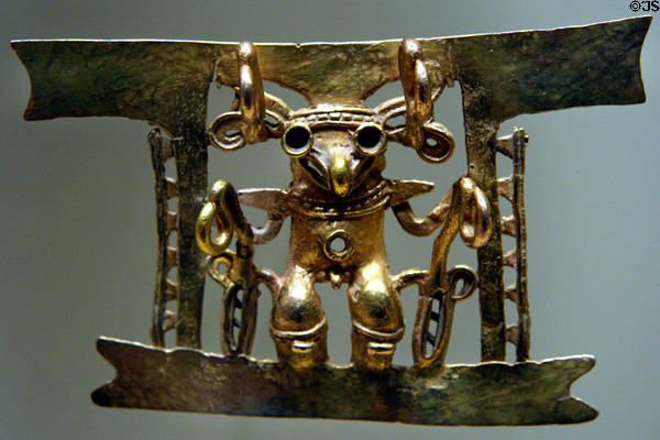 Diquis gold insect deity pendant (500-1520 CE) from Costa Rica at Denver Art Museum. Denver, CO.