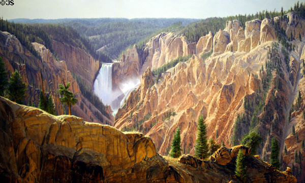 Grand Canyon of the Yellowstone (1981) painting by Wilson Hurley at Denver Art Museum. Denver, CO.