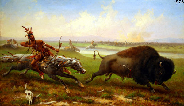 Buffalo Hunt (1878) painting by James Walker at Denver Art Museum. Denver, CO.