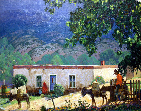 Road to Santa Fe (1948) painting by Theodore Van Soelen at Denver Art Museum. Denver, CO.