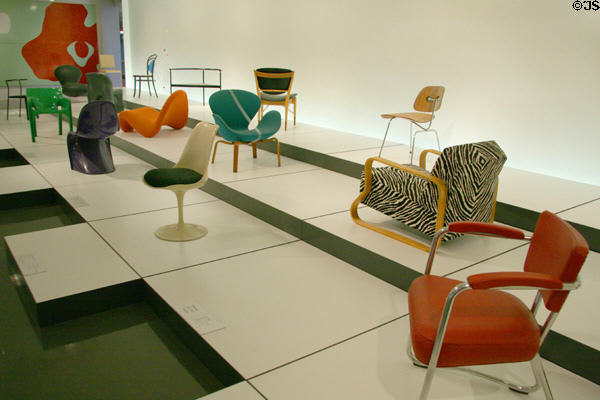 Collection of modern chairs at Denver Art Museum. Denver, CO.