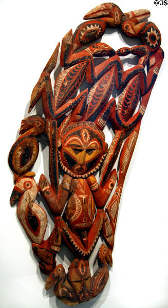 Abelam-culture wooden house panel (mid 1900s) from Papua New Guinea at Denver Art Museum. Denver, CO.