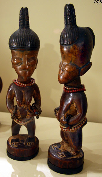 Yoruba-culture carved figures (mid 1900s) from Nigeria at Denver Art Museum. Denver, CO.