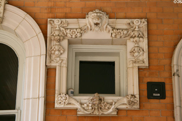 Window frame with lion detail of Grant-Humphreys Mansion. Denver, CO.
