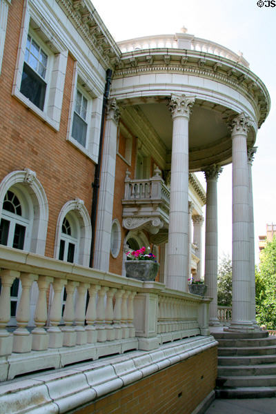 Portico of Grant-Humphreys Mansion which faces Governor's Mansion. Denver, CO.