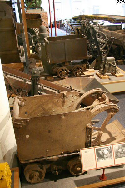 Mining carts & artifacts in mining history section of Colorado History Museum. Denver, CO.
