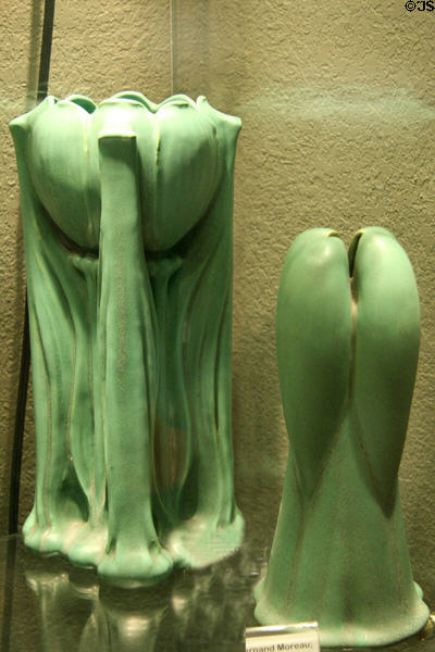 Art Nouveau vases (c1905-6) by Fernand Moreau of Teco Art Pottery at Kirkland Museum. Denver, CO.