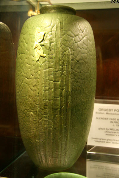 Grueby Elephant Texture vase at Kirkland Museum. Denver, CO.
