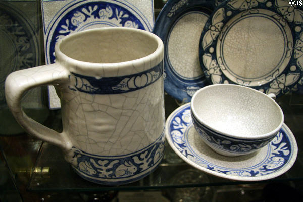 Dedham blue & white Crackleware rabbit cups (1891) at Kirkland Museum. Denver, CO.