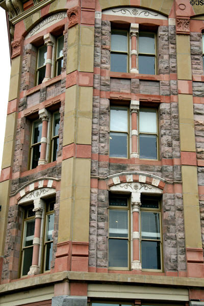 Stonework detail of Clayton's Granite Building. Denver, CO.