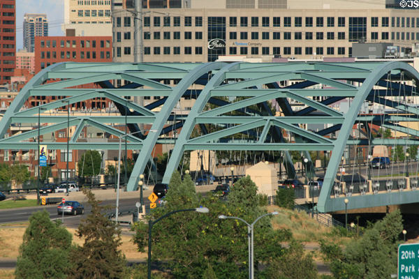 Steel arches of Speer Boulevard Bridge. Denver, CO.