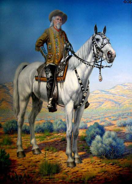 Portrait of William F. "Buffalo Bill" Cody on horseback (1922) by Robert Lindneux at Buffalo Bill Museum & Grave. Lookout Mountain, CO.