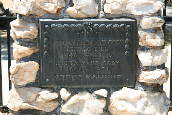 Grave plaque of William Frederick Cody (1846-1917) & his wife Louisa Maud Cody (1844-1921) at Buffalo Bill Museum. Lookout Mountain, CO.