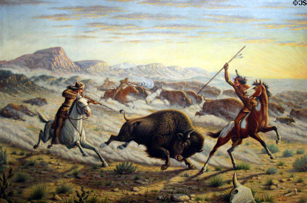 Painting of Cody hunting buffalo by J.P. Gogolin at Buffalo Bill Museum. Lookout Mountain, CO.