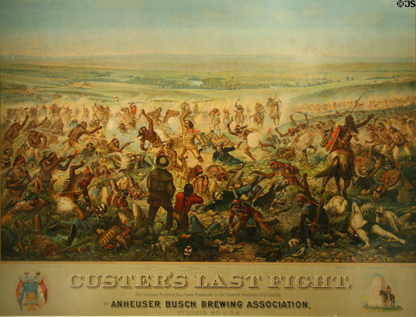Poster of Custer's Last Fight painted (1884) by Cassily Adams & distributed to taverns by a beer company at Buffalo Bill Museum. Lookout Mountain, CO.
