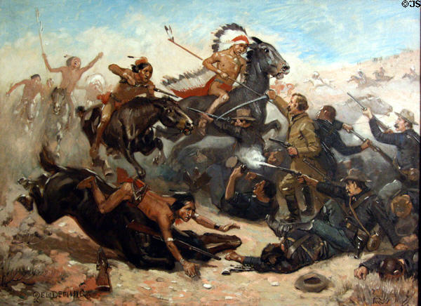 Painting of Battle of Little Big Horn by E.W. Deming at Buffalo Bill Museum. Lookout Mountain, CO.