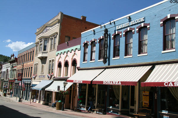Streetscape along Main Street with Harris Block. Central City, CO.