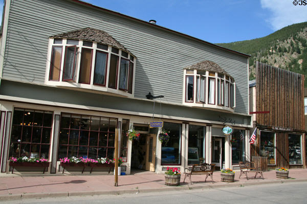 Wooden Monti & Guanella Building (1868) (514-12 6th St.) with bay windows. Georgetown, CO.