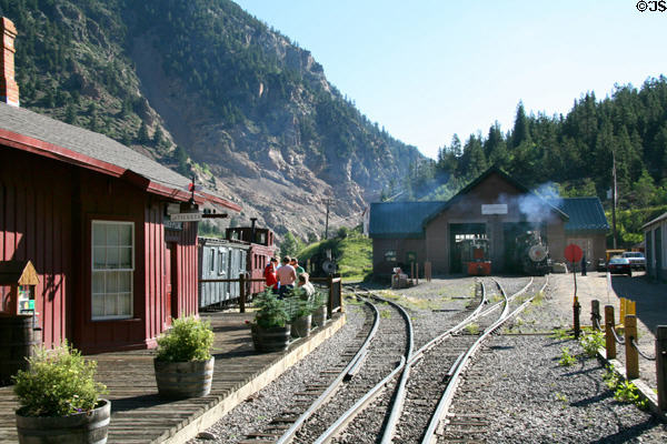 Georgetown Loop Railroad station & yard (1884) in village of Silver Plume. Silver Plume, CO.