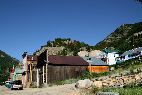 Streetscape of Silver Plume from Main Street. Silver Plume, CO.