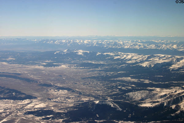 Ranges of the Rocky Mountains from air. CO.