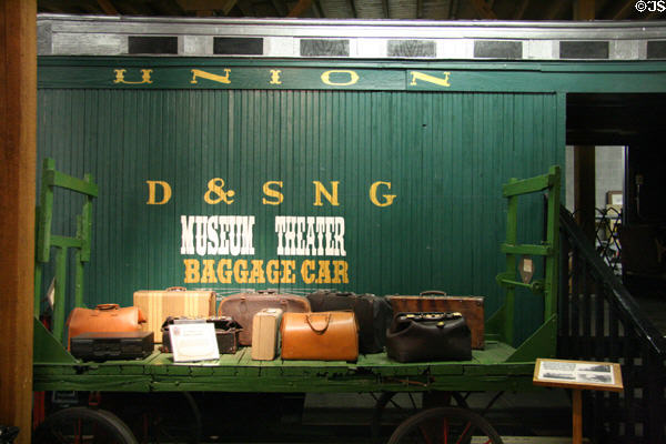 Baggage car theater at Durango & Silverton Railroad Museum. Durango, CO.