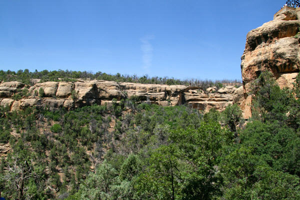Rock formations which form caves used by early native settlements at Cliff Palace in Mesa Verde National Park. CO.