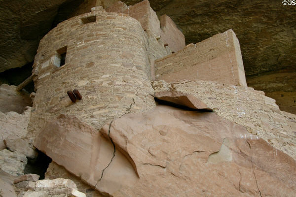 Ancient masonry structure of Cliff Palace in Mesa Verde National Park. CO.